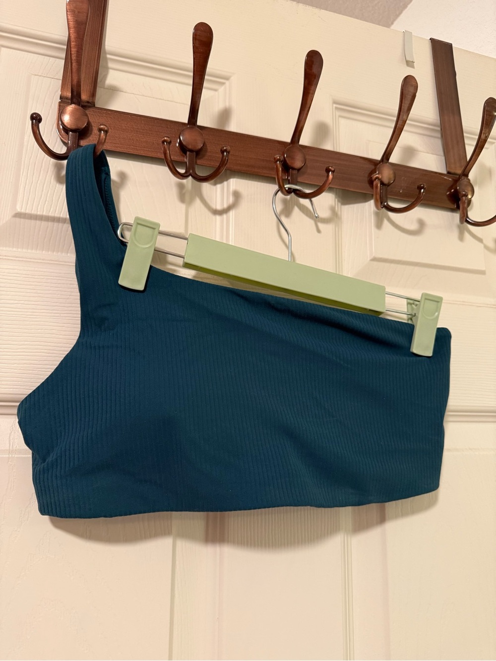 Lululemon Ribbed Nulu Asymmetrical Yoga Bra Storm Teal Size 10